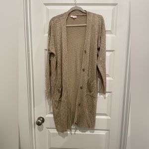 Pink Lily- Tan Cardigan- Size Medium